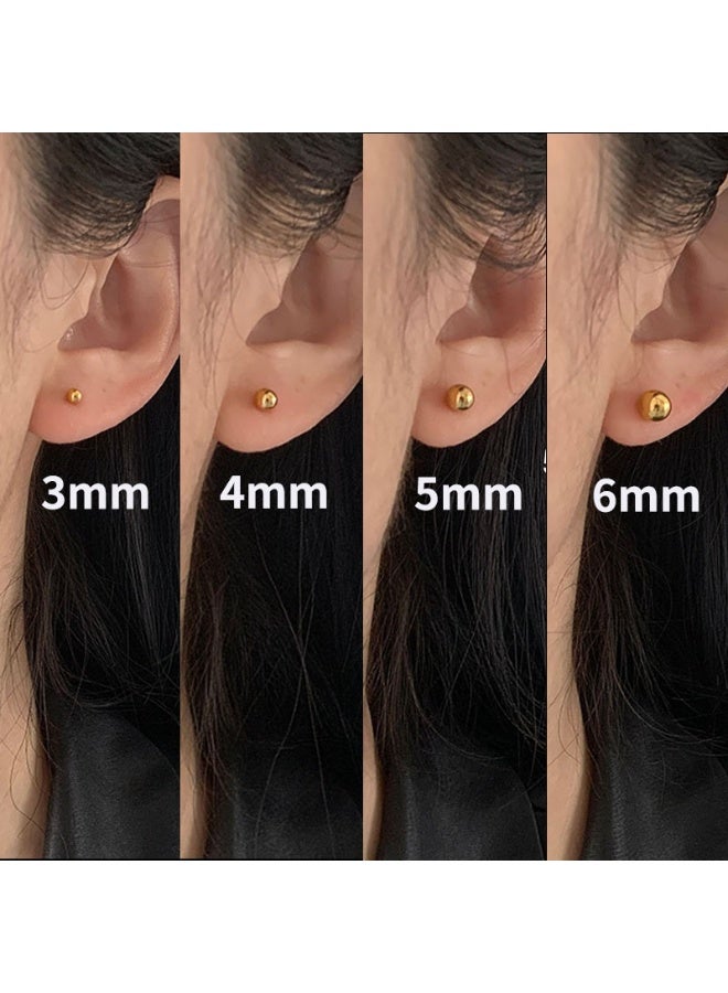 Ucanbe Minimalist Titanium Steel Gold Ball Stud Earrings for Women 3mm/4mm/5mm/6mm Small Elegant Studs (Pair) - Image 5